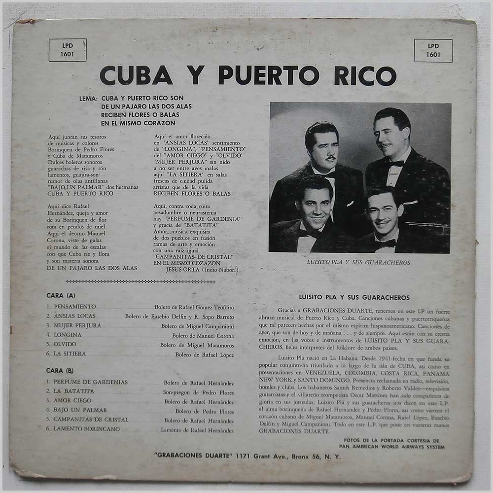 Luisito Pla Y Sus Guaracheros - Cuba Y Puerto Rico  (LPD 1601) 
