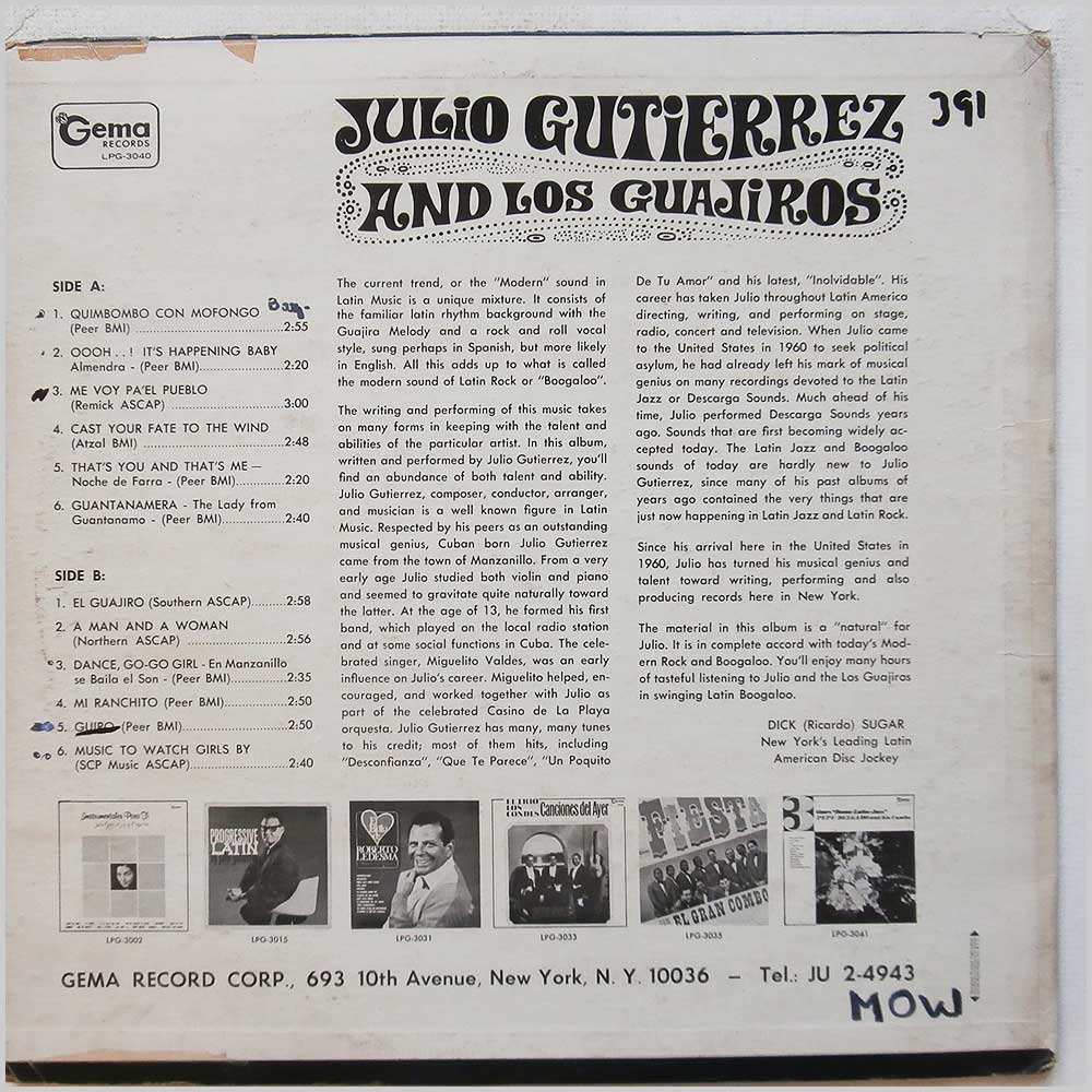 Julio Gutierrez and Los Guajiros - Julio Gutierrez and Los Guajiros  (LPG-3040) 