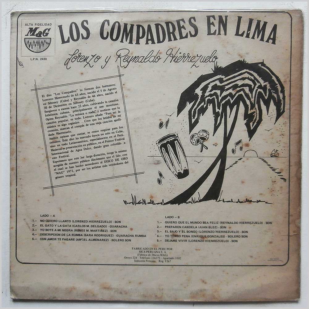 Los Compadres Con Lorenzo Y Reynaldo Hierrezuelo - Los Compadres En Lima  (L.P.N. 2430) 