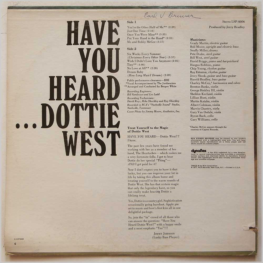 Dottie West - Have You Heard Dottie West  (LSP-4606) 