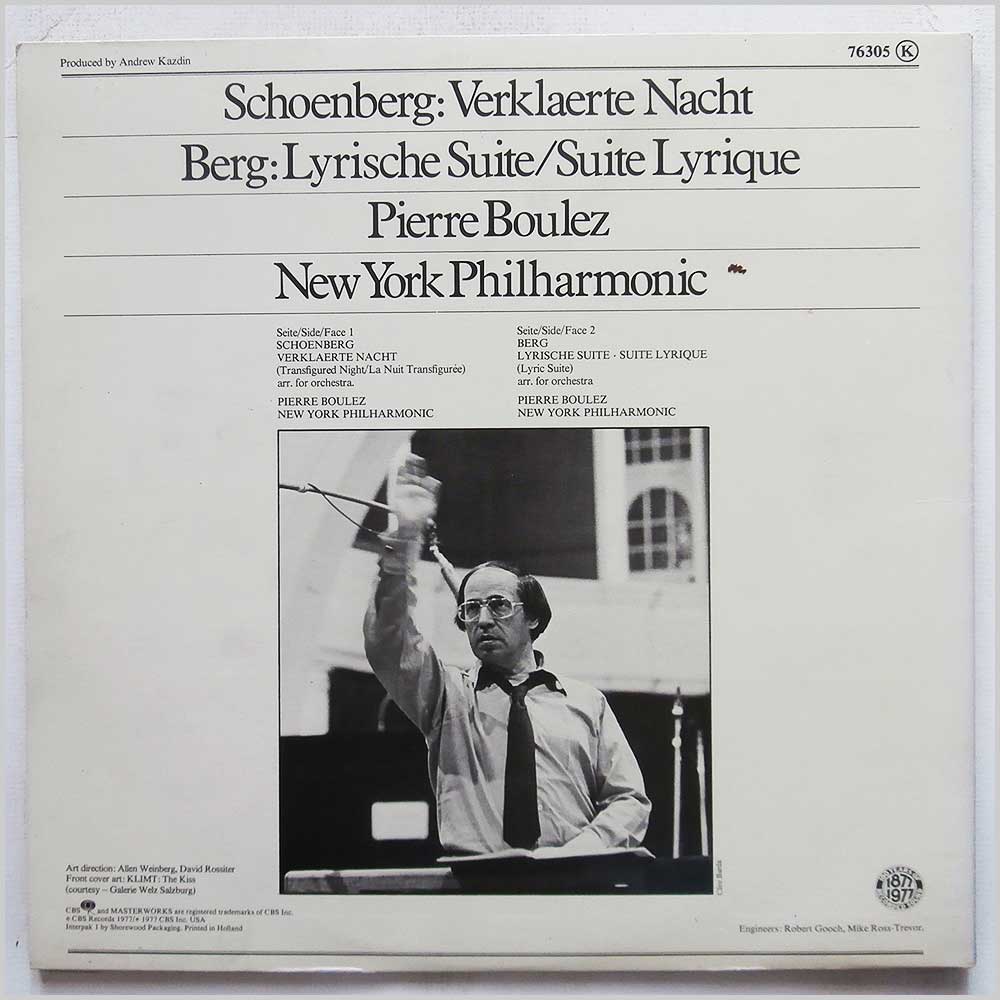 Pierre Boulez, New York Philharmonic - Schoenberg: Verklaerte Nacht, Berg: Lyrische Suite, Suite Lyrique  (MASTERWORKS 76305) 