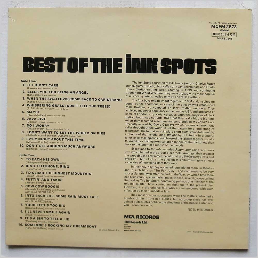 The Ink Spots - The Best Of The Ink Spots  (MCFM 2573) 