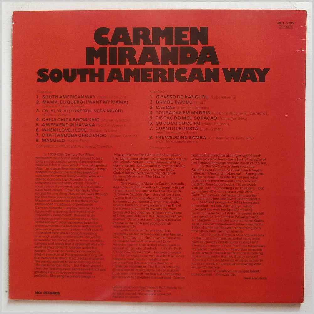 Carmen Miranda - South American Way  (MCL 1703) 