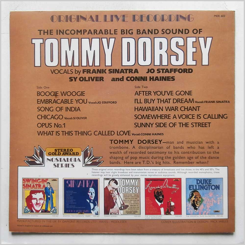 Tommy Dorsey - The Incomparable Big Band Sound Of Tommy Dorsey and His Orchestra  (MER 603) 
