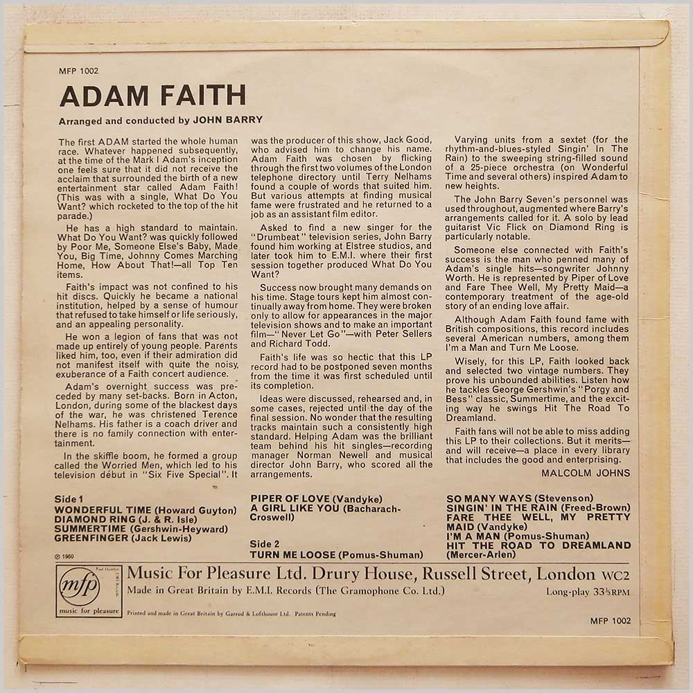 Adam Faith - Adam  (MFP 1002) 