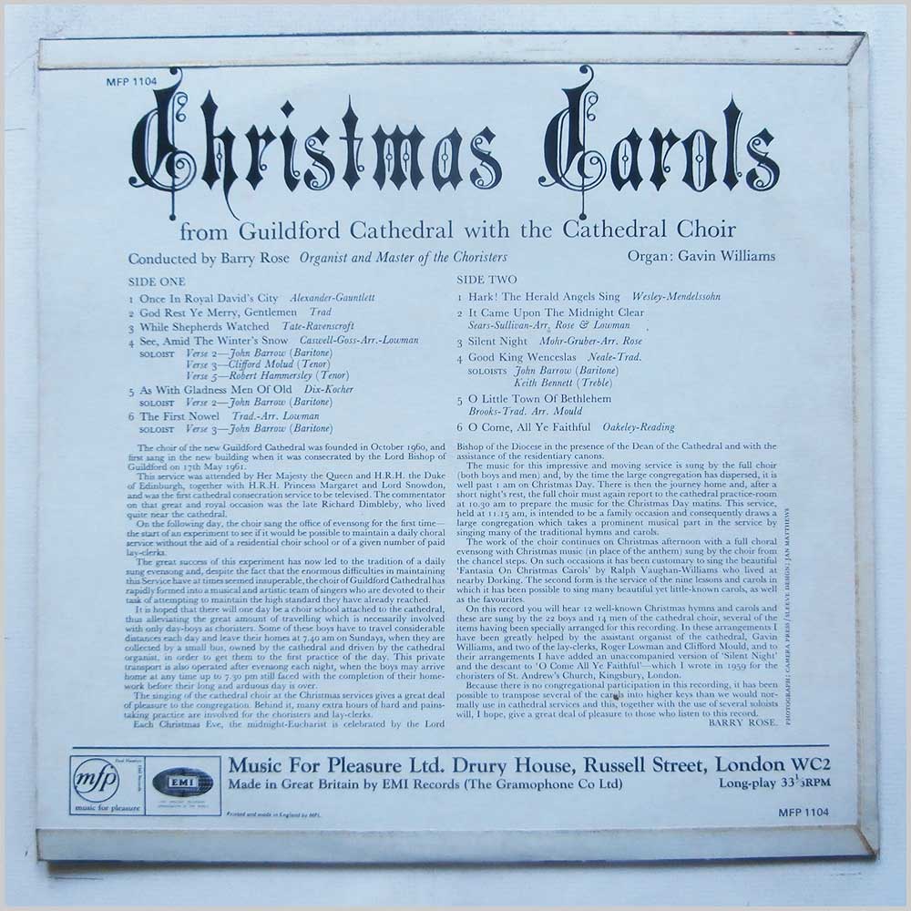 The Choir Of Guildford Cathedral - Christmas Carols From Guildford Cathedral  (MFP 1104) 
