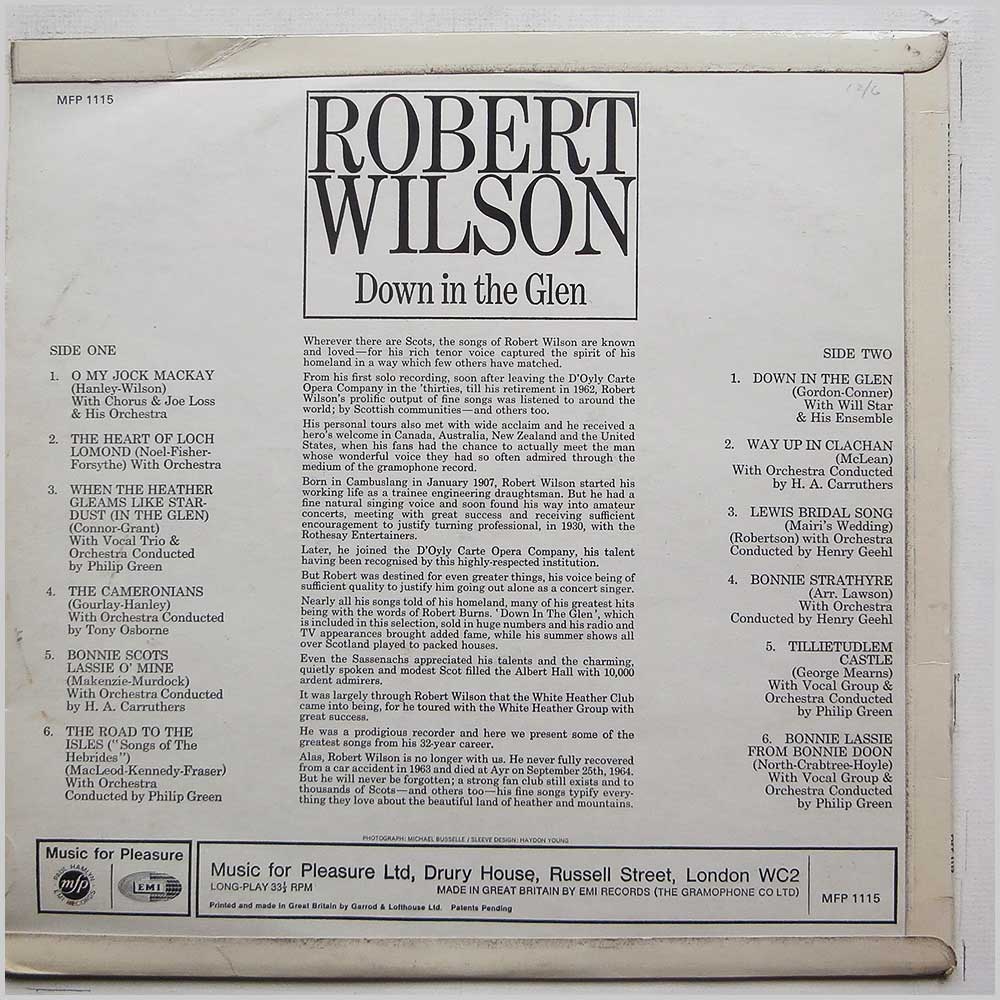 Robert Wilson - Down in The Glen  (MFP 1115) 