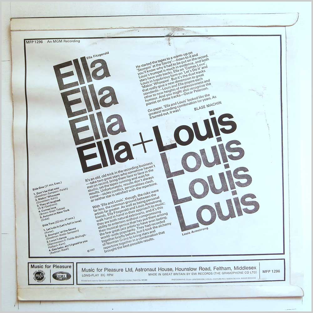 Ella Fitzgerald, Louis Armstrong - Ella and Louis  (MFP 1296) 
