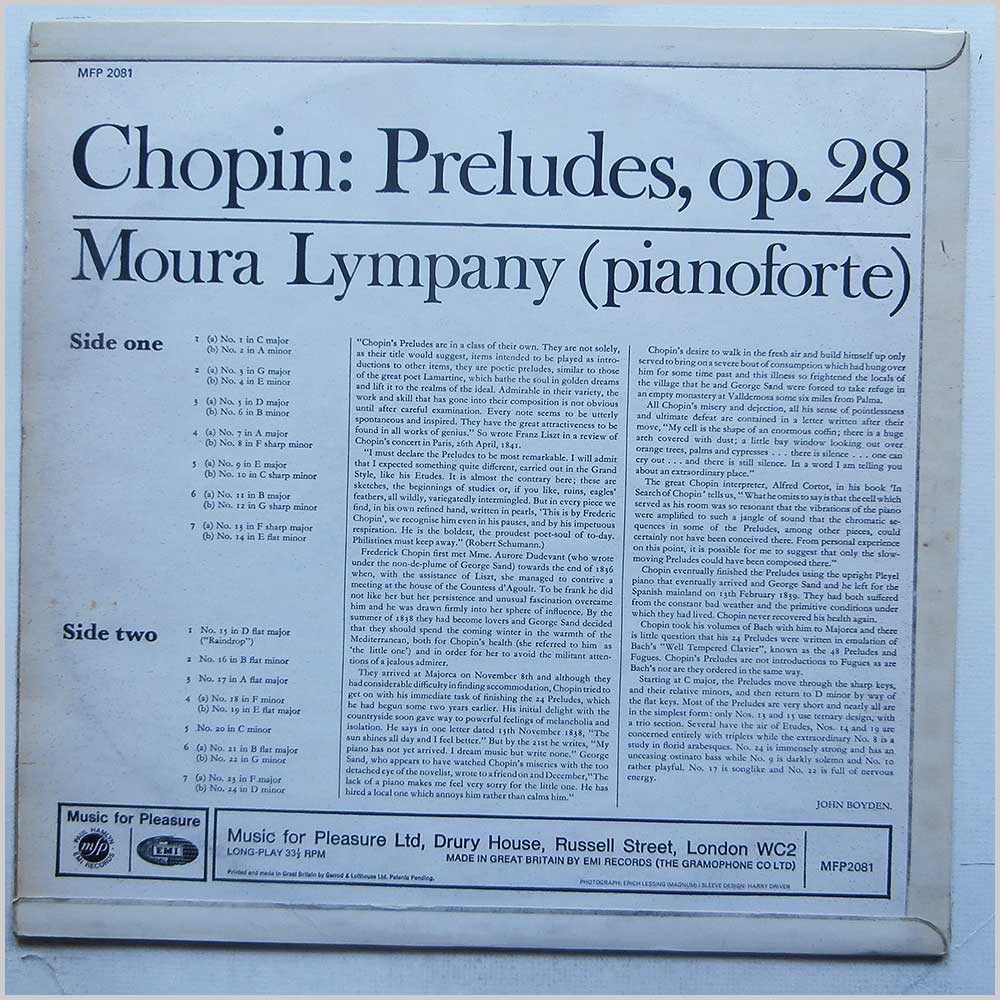 Moura Lympany - Moura Lympany Plays The Chopin Preludes Op. 28  (MFP 2081) 