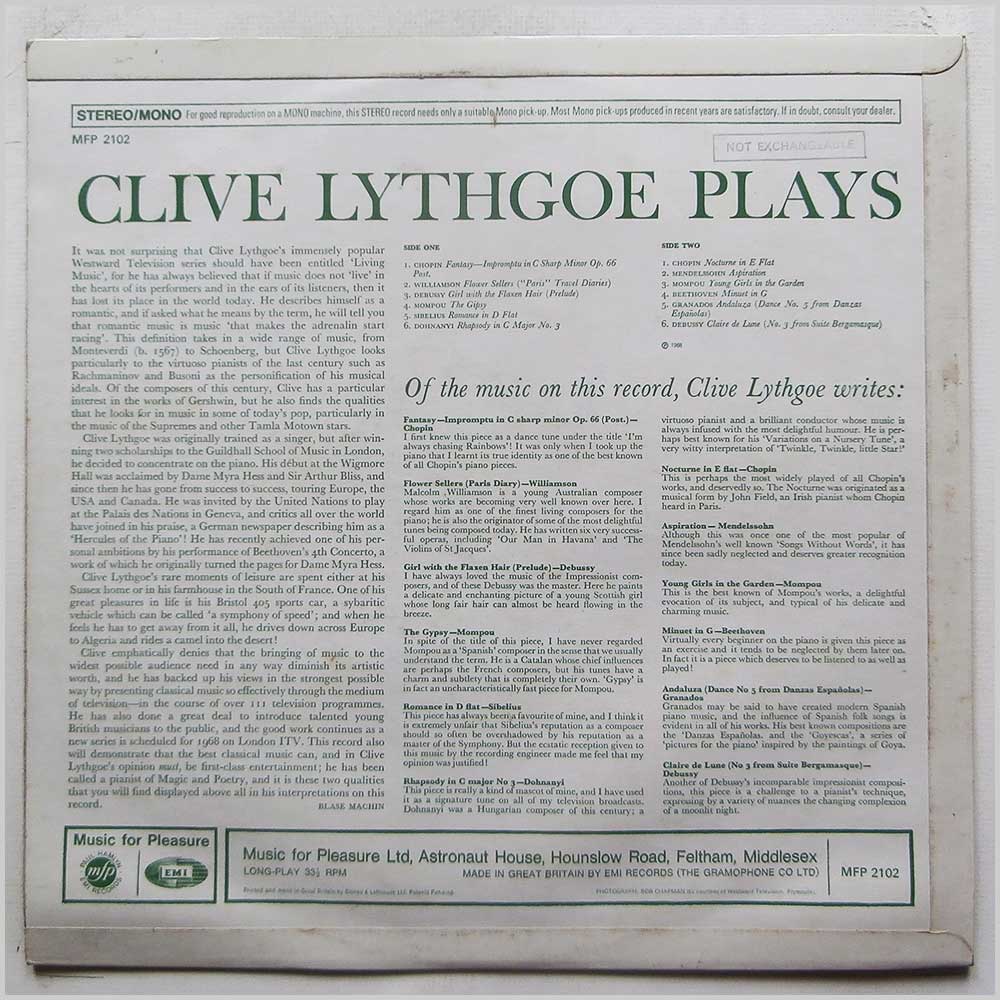 Clive Lythgoe - Clive Lythgoe Plays  (MFP 2102) 