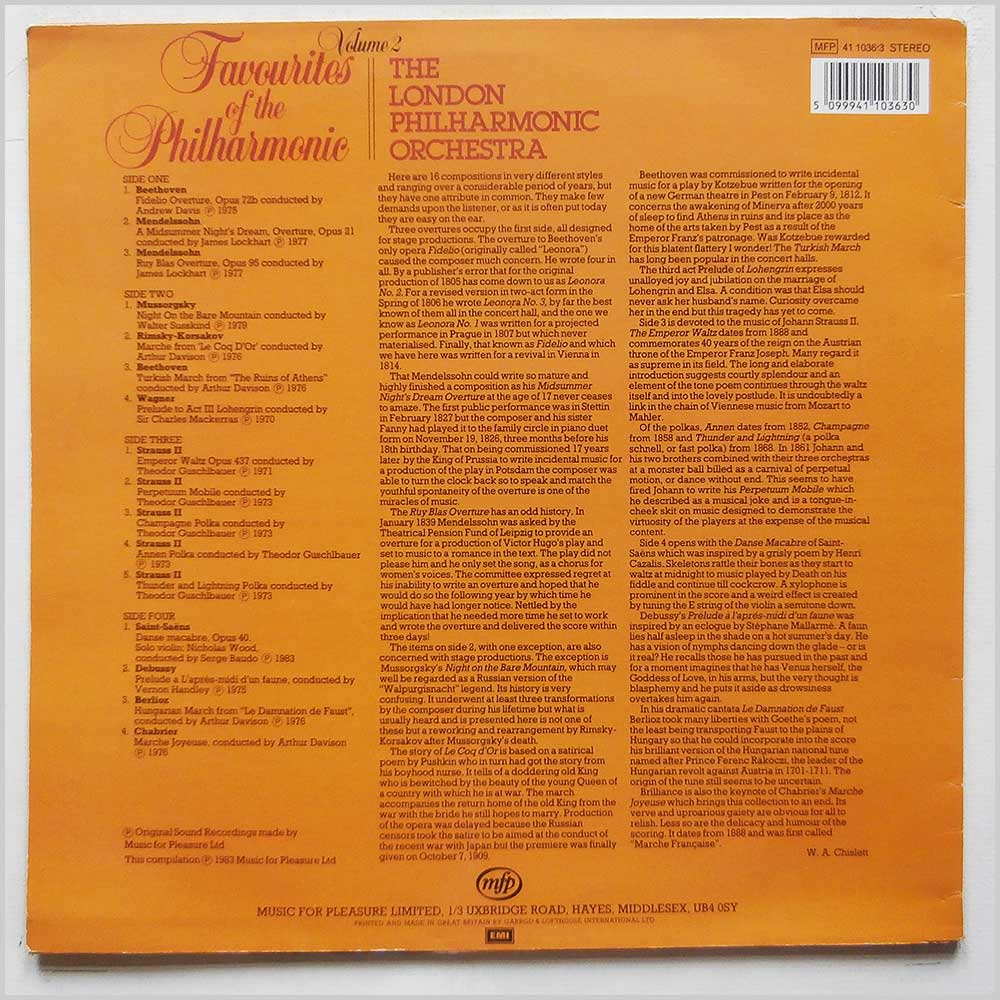 The London Philharmonic Orchestra - Favourites Of The Philharmonic Volume 2  (MFP 41 1036-3) 