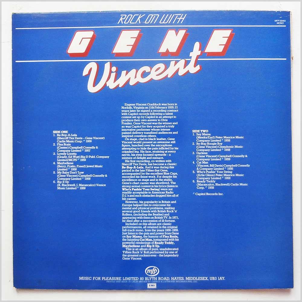 Gene Vincent - Rock On With Gene  (MFP 50463) 