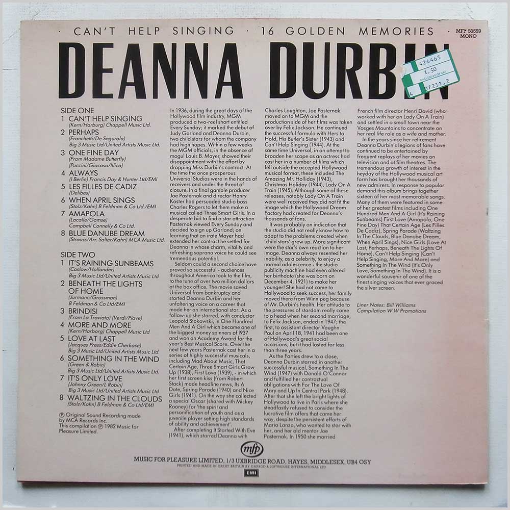 Deanna Durbin - Can't Help Singing  (MFP 50559) 