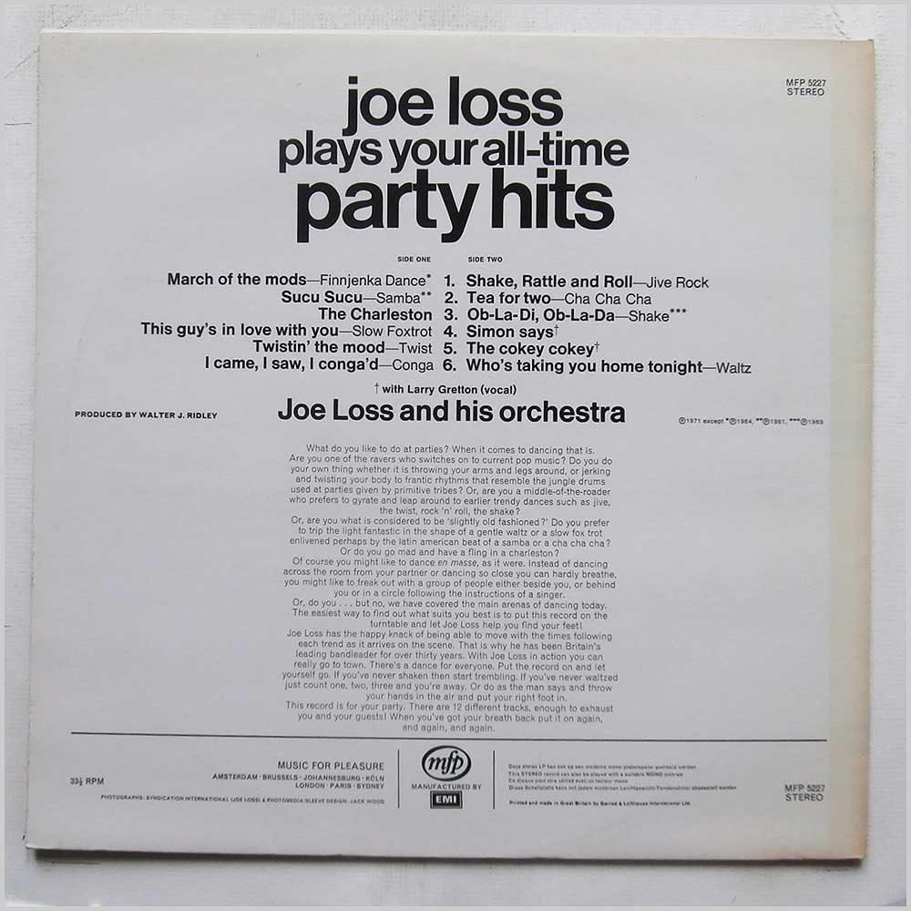 Joe Loss - Joe Loss Plays Your All-Time Party Hits  (MFP 5227) 