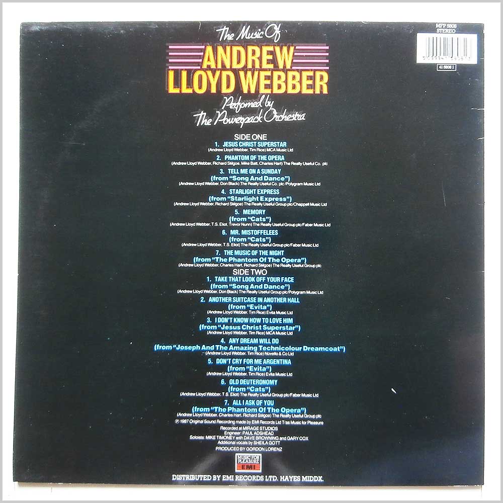 The Powerpack Orchestra - The Music Of Andrew Lloyd Webber  (MFP 5808) 