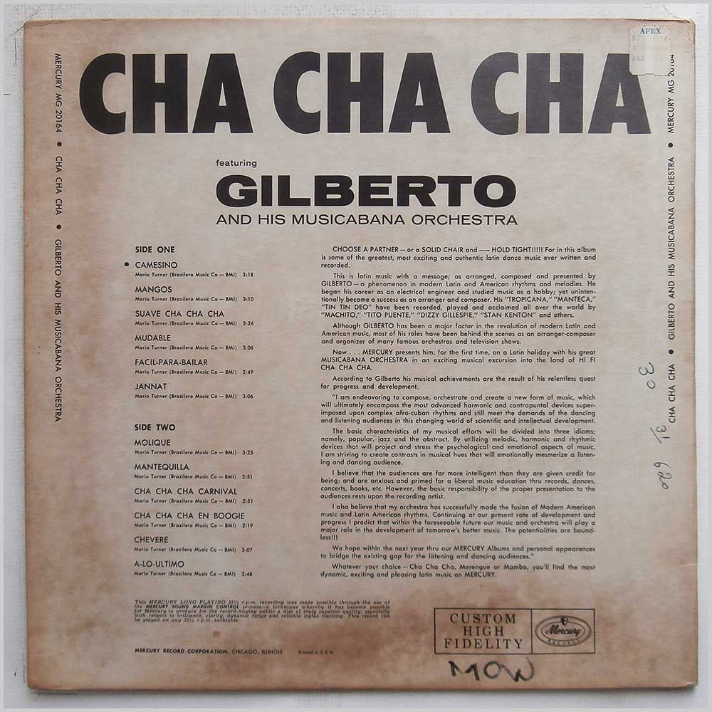 Gilberto and His Musicabana Orchestra - Cha Cha Cha  (MG 20164) 