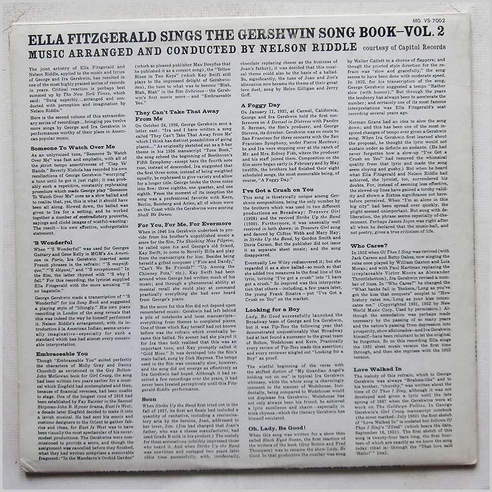 Ella Fitzgerald - Ella Fitzgerald Sings The Gershwin Song Book Vol. 2  (MG VS-7002) 