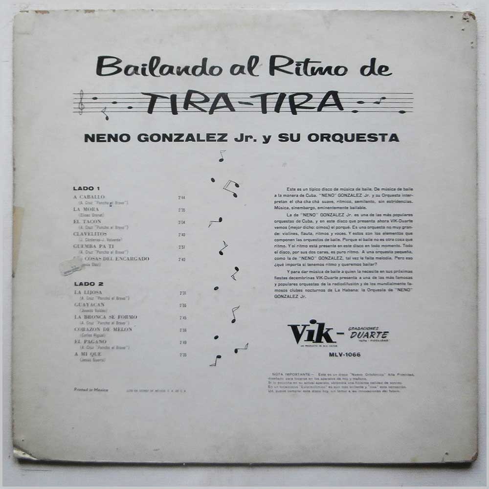 Neno Gonzalez Jr. Y Su Orquesta - Bailando Al Ritmo De Tira-Tira  (MLV-1066) 