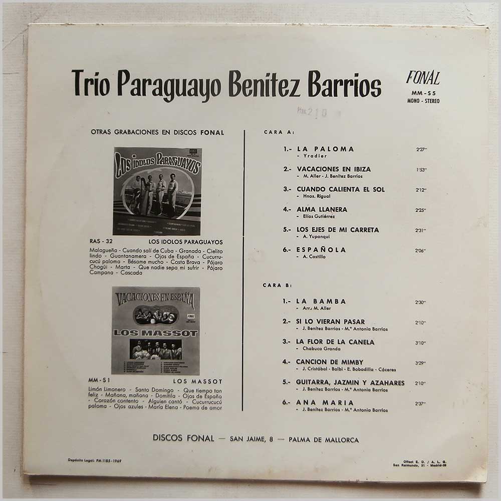 Trio Paraguayo, Benitez Barrios - Vacaciones En Ibiza  (MM-S 5) 