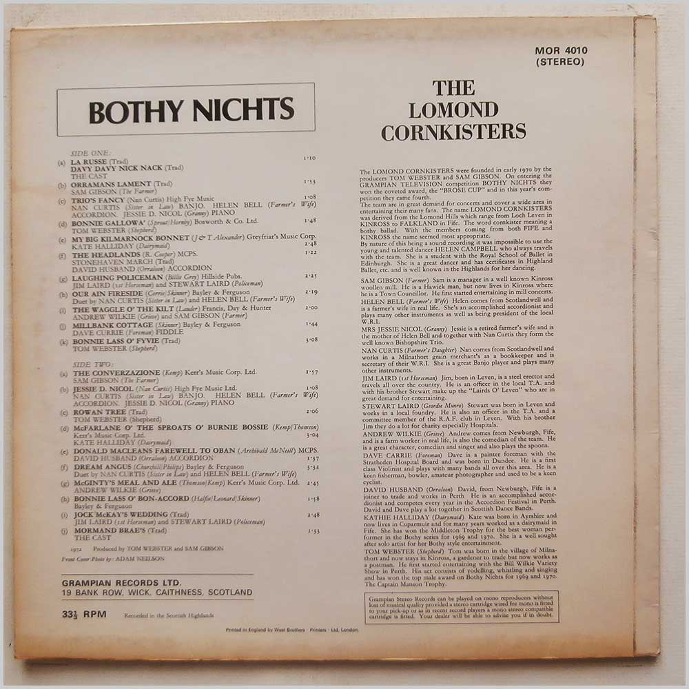 The Lomond Cornstickers - Bothy Nights  (MOR 4010) 