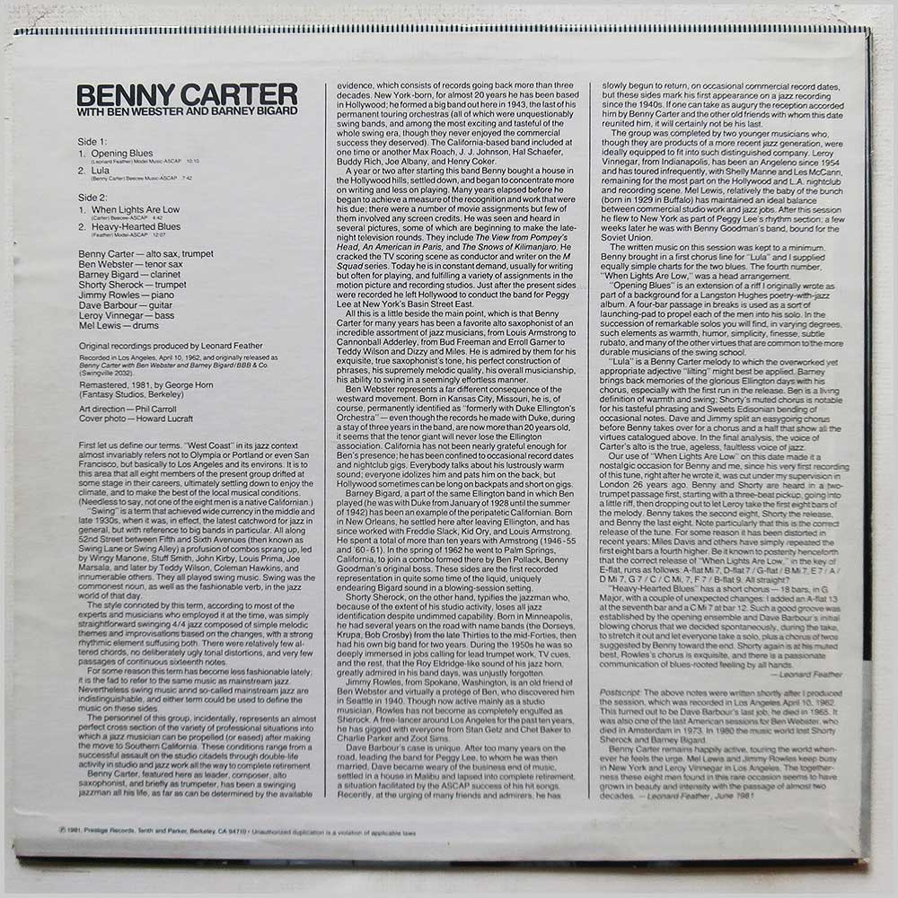 Benny Carter, Ben Webster, Barney Bigard - Opening Blues  (MPP-2513) 