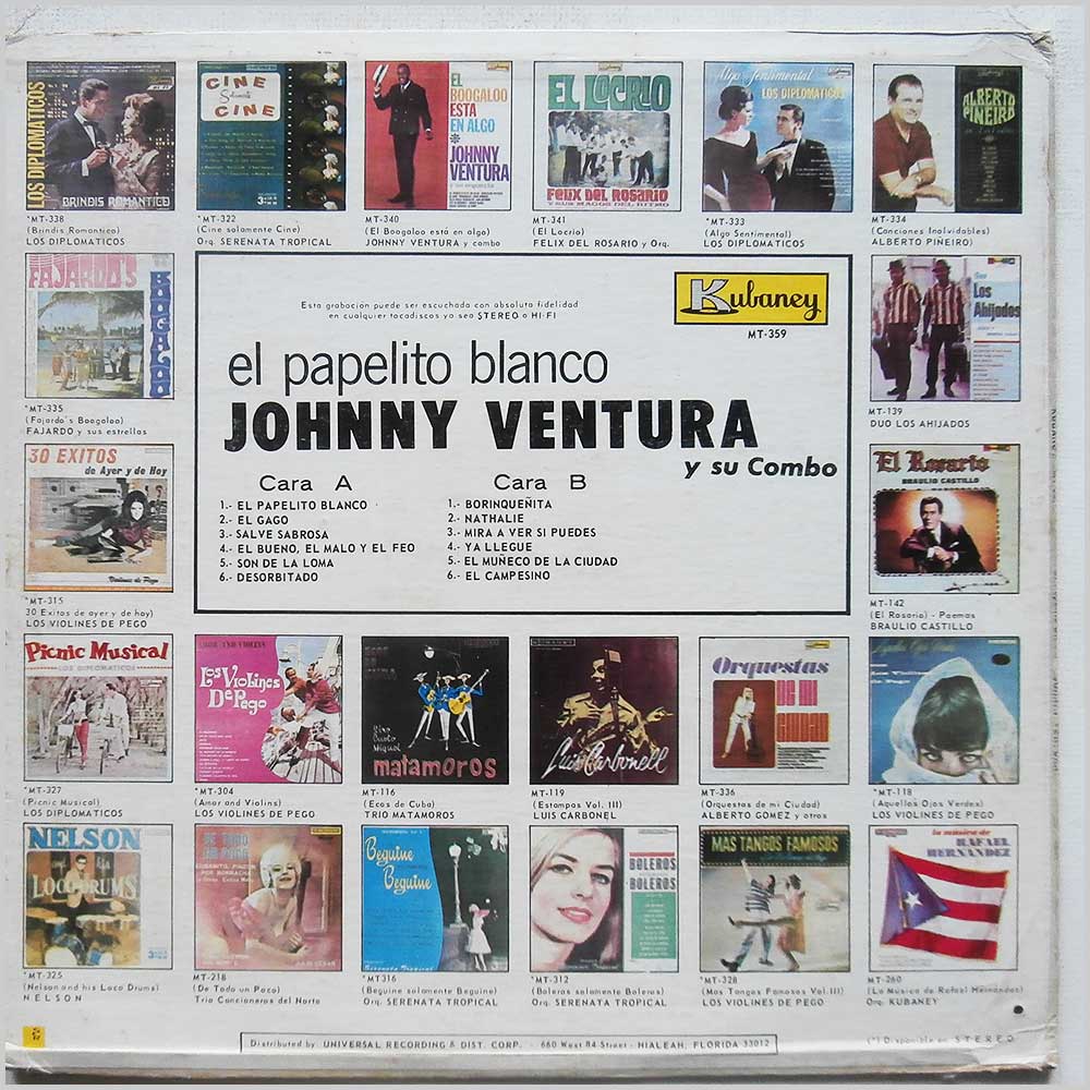 Johnny Ventura Y Su Combo - El Papelito Blanco  (MT-359) 