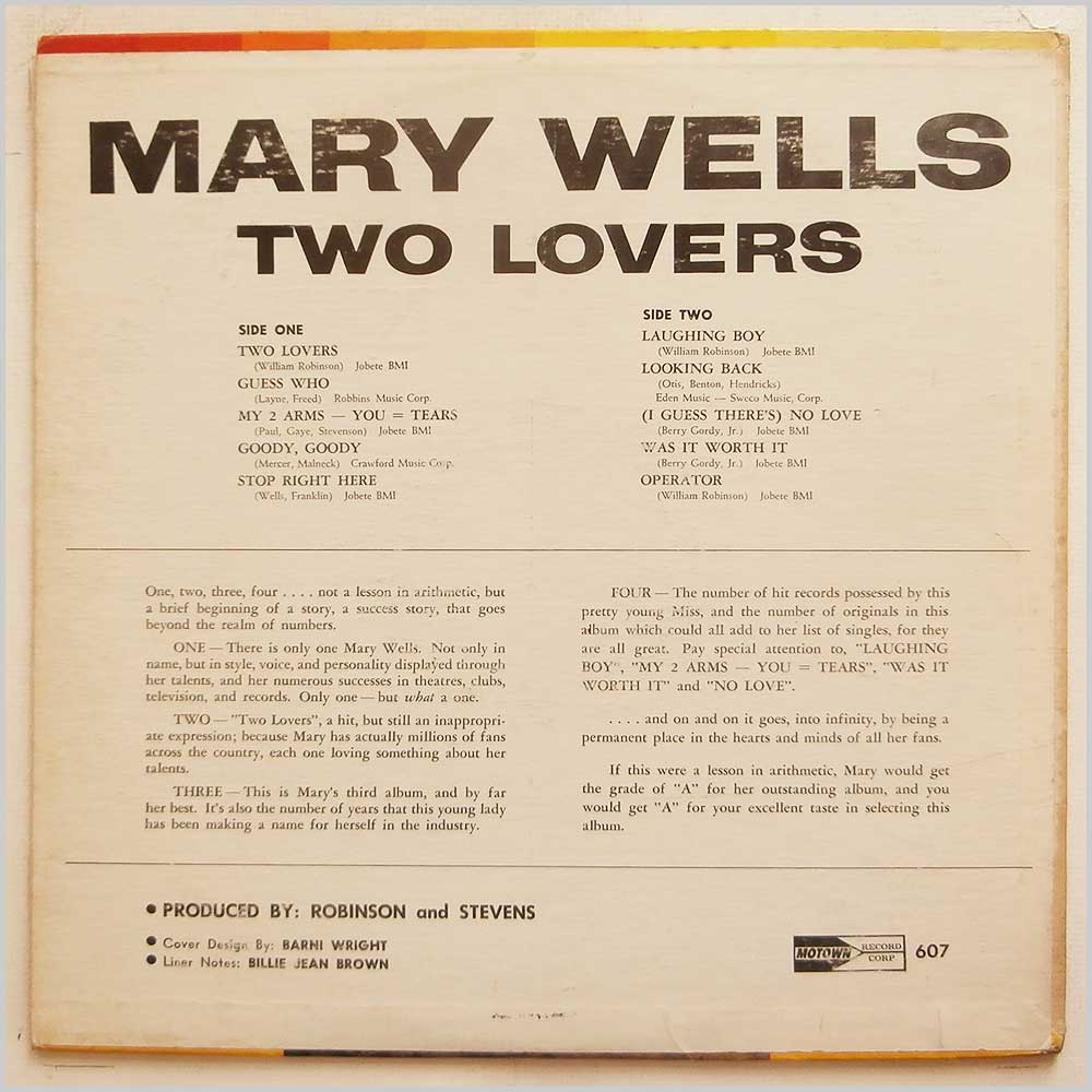 Mary Wells - Two Lovers  (MT 607) 
