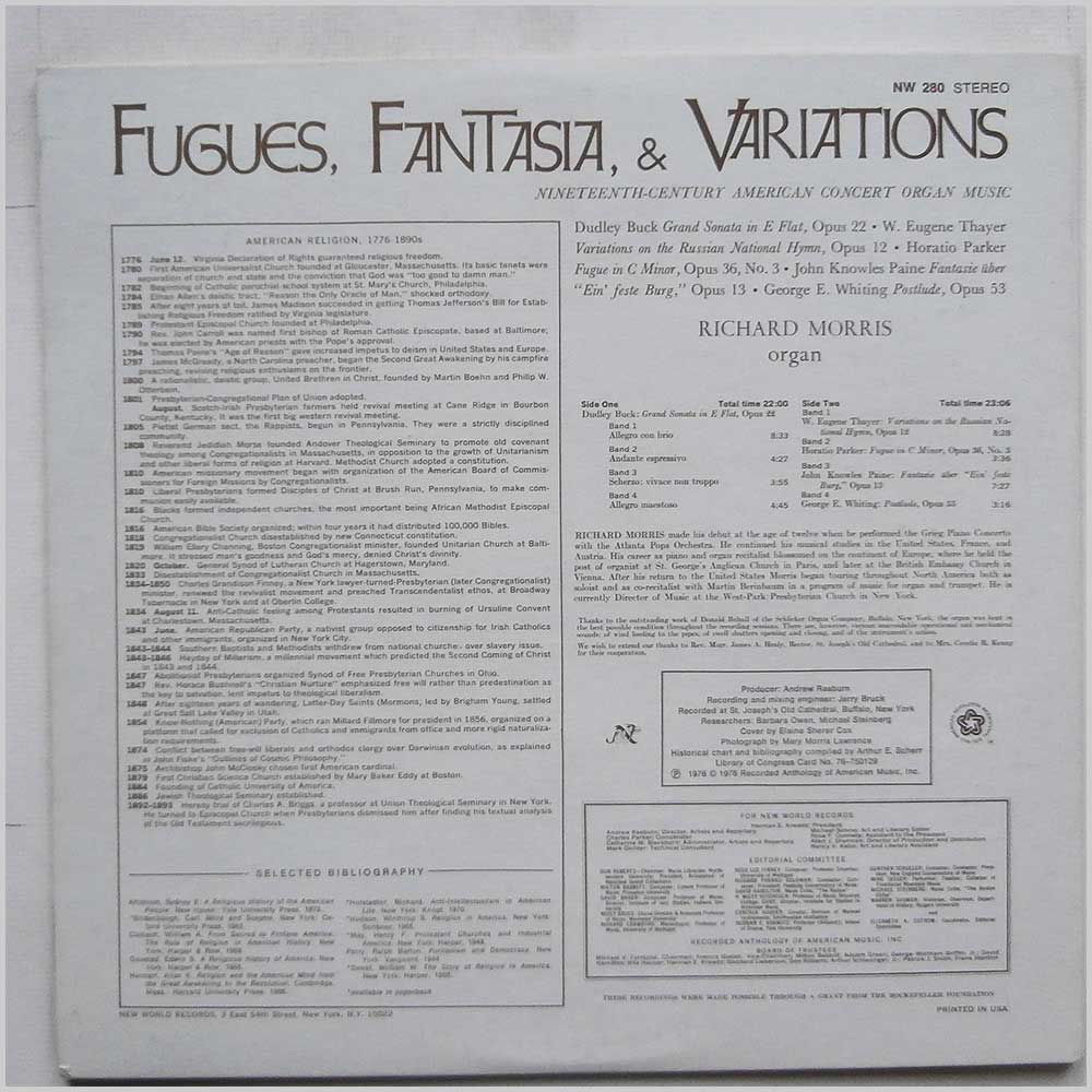 Various - Fugues Fantasia and Variations  (NW 280) 