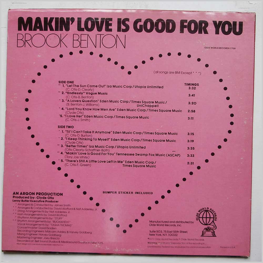Brook Benton - Makin' Love Is Good For You  (OLDE WORLD 7700) 