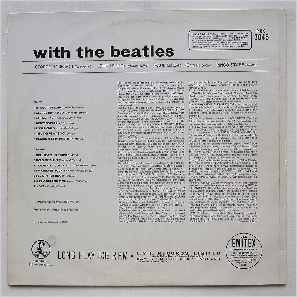 The Beatles - With The Beatles  (PCS 3045) 