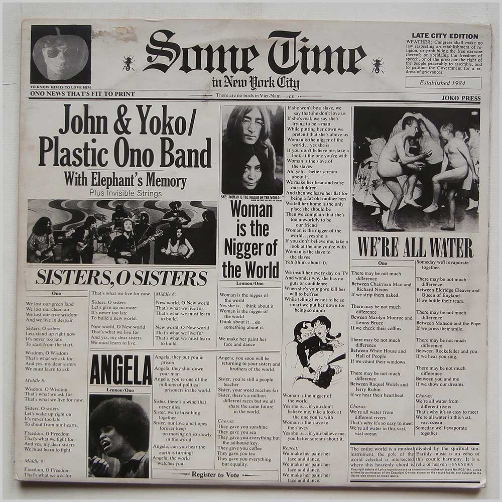 John Lennon, Yoko, Plastic Ono Band with Elephant's Memory and Invisible Strings - Some Time in New York City  (PCSP 716) 