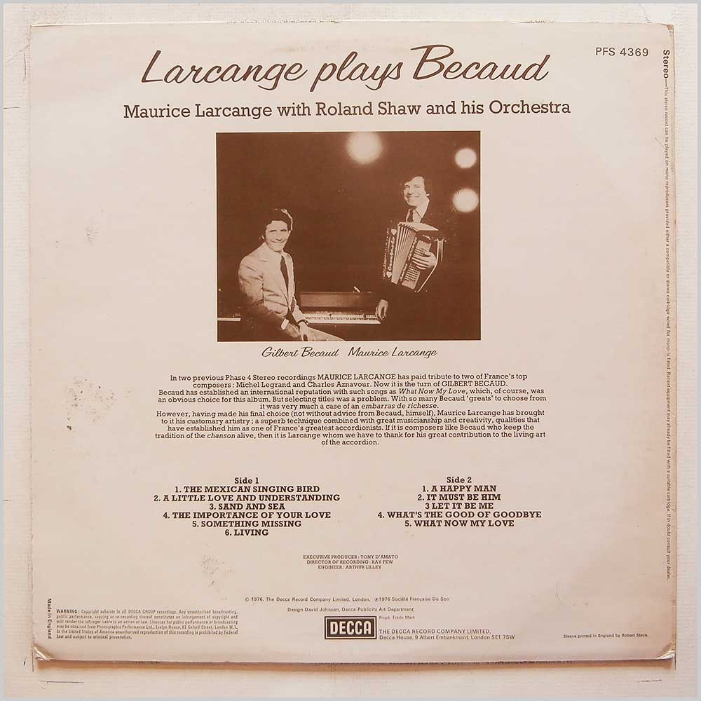 Maurice Larcange - Larcange Plays Becaud  (PFS 4369) 