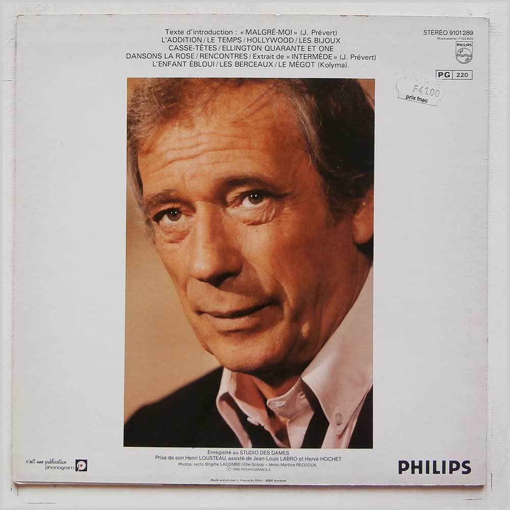 Yves Montand - Montand D'Hier Et D'Aujord'Hui  (PHILIPS 9101 289) 