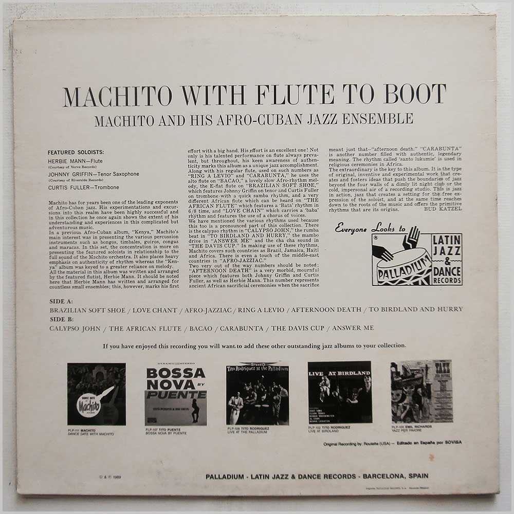 Machito and His Afro-Cuban Jazz Ensemble - With Flute To Boot  (PLP-112) 