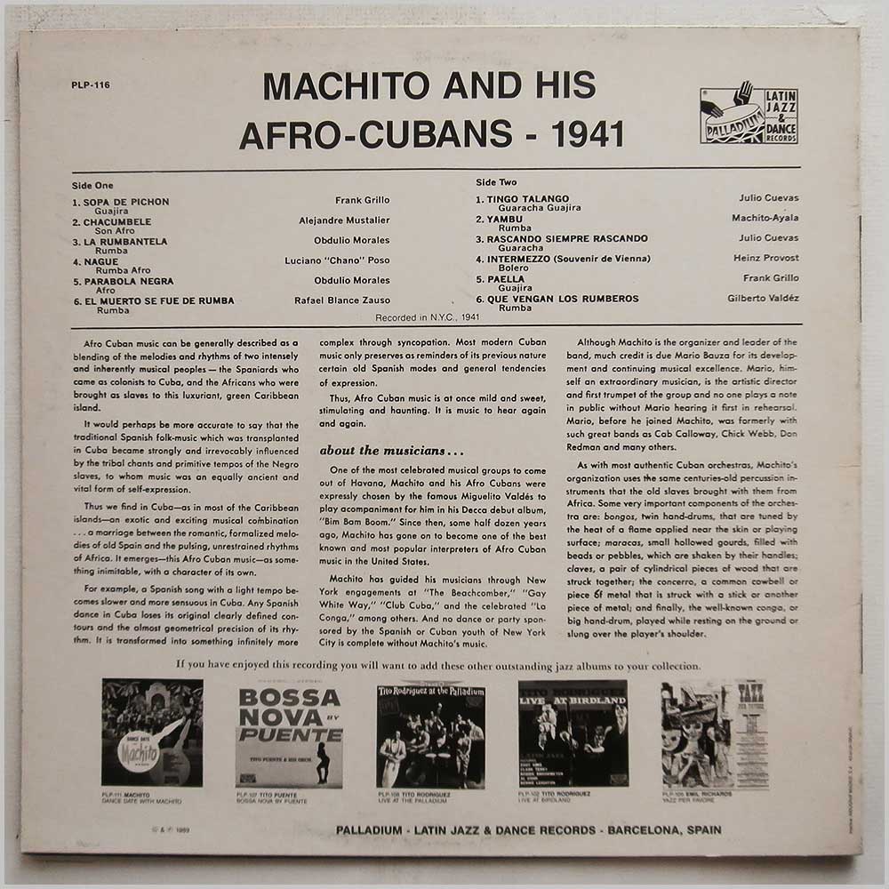 Machito and His Afro-Cubans - Machito and His Afro-Cubans: 1941  (PLP-116) 