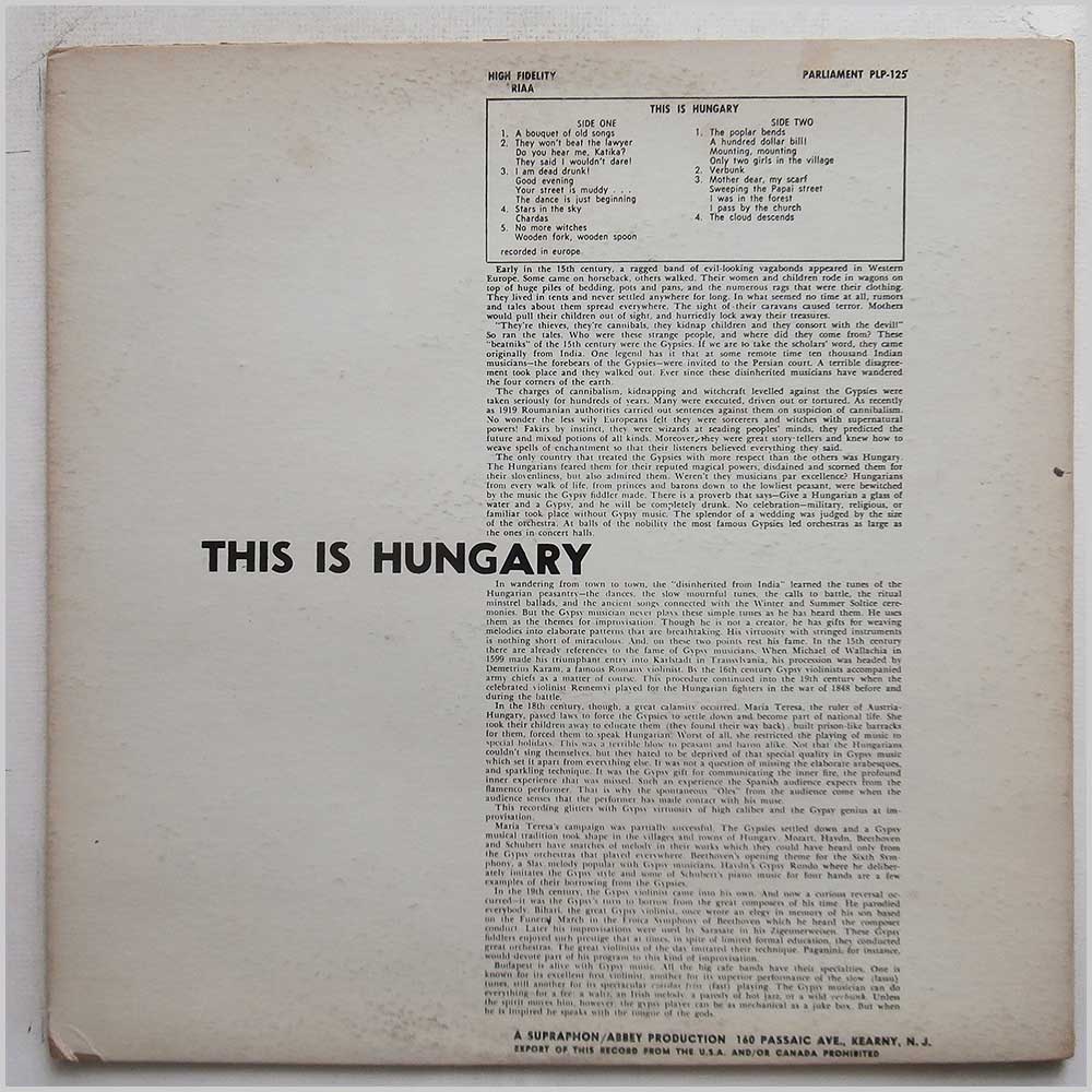 Various - This Is Hungary Authentic Hungarian: Folk Songs and Dances  (PLP-125) 