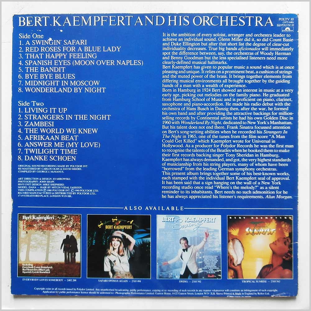 Bert Kaempfert and His Orchestra - Sounds Sensational  (POLTV 10) 
