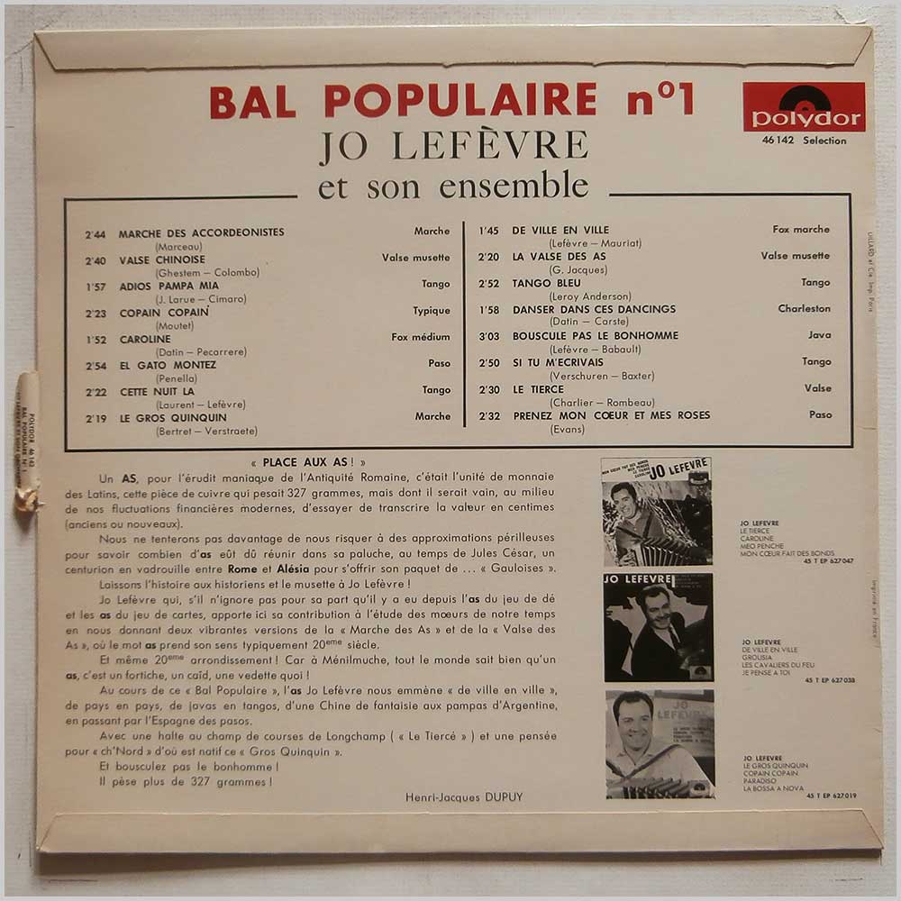 Jo LeFevre Et Son Orchestre - Bal Populaire No 1  (POLYDOR 46 142) 