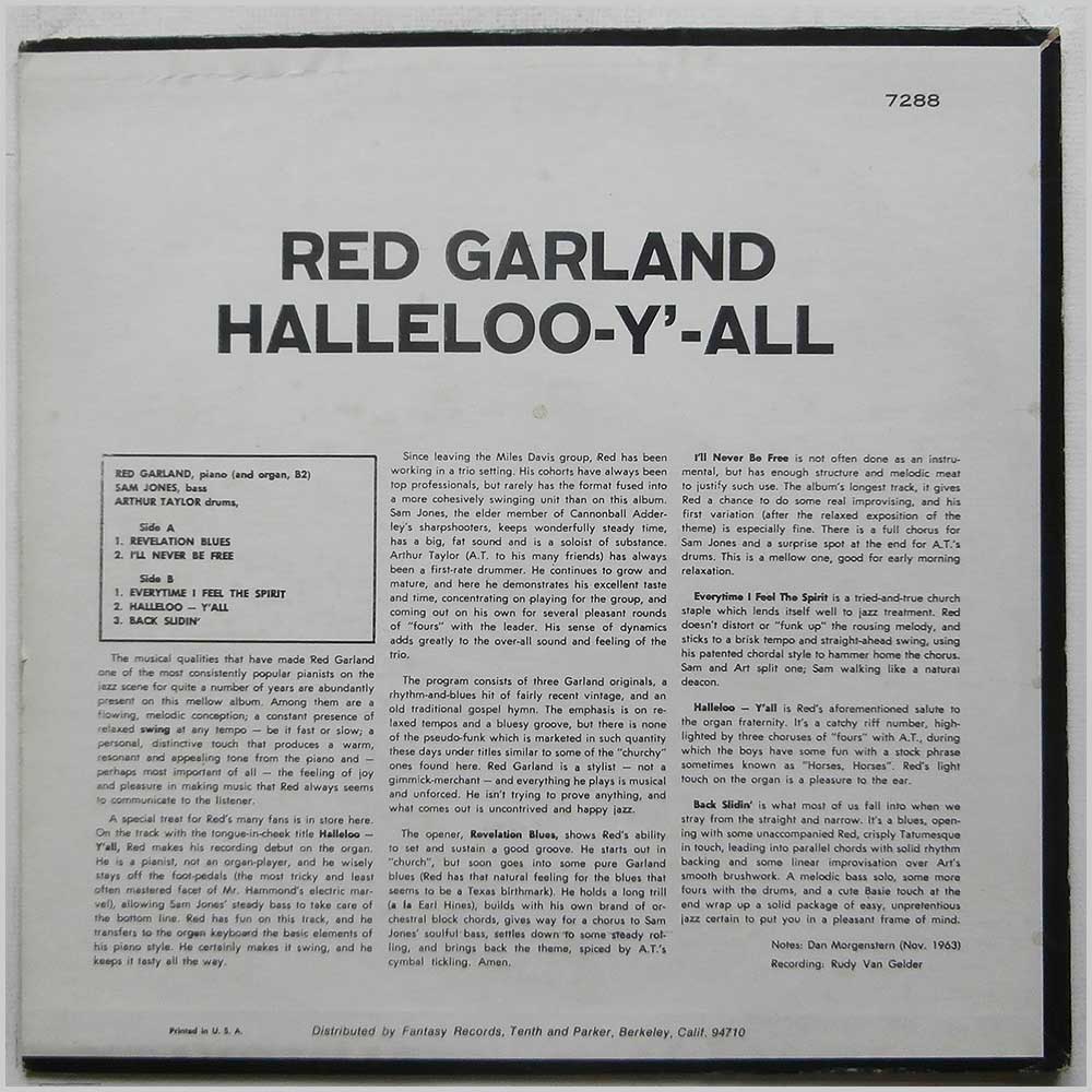 Red Garland - Halleloo-Y'-All  (PRESTIGE 7288) 