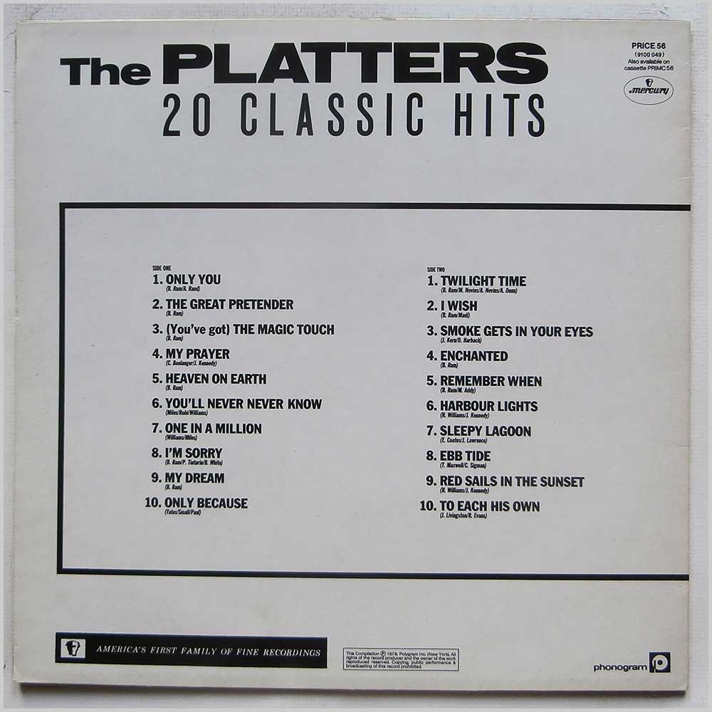 The Platters - 20 Classic Hits  (PRICE 56) 