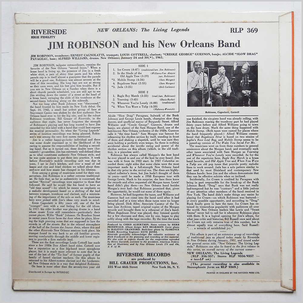 Jim Robinson - Jim Roinson's New Orleans Band  (RLP 369) 