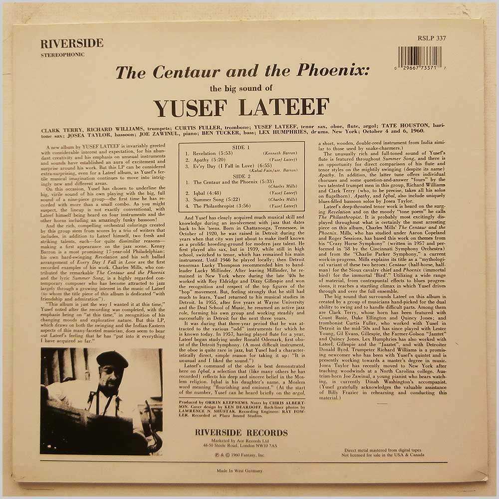 Yusef Lateef - The Centaur and The Phoenix  (RSLP 337) 