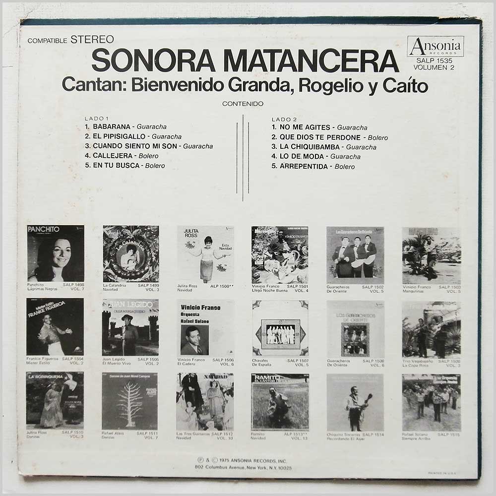 Cd Bienvenido Granda Con La Sonora Matancera Volume 2 Novo