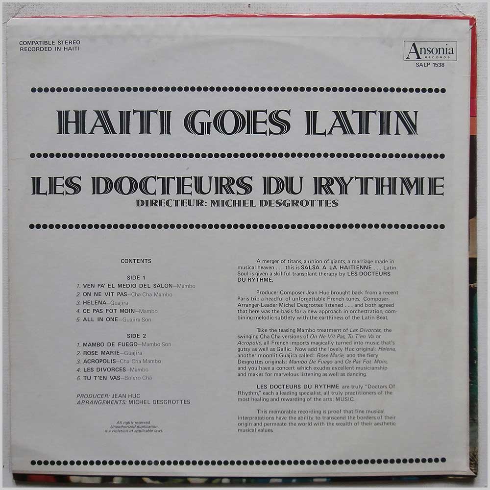 Led Docteurs Du Rythme: Michel Desgrottes - Haiti Goes Latin  (SALP 1538) 
