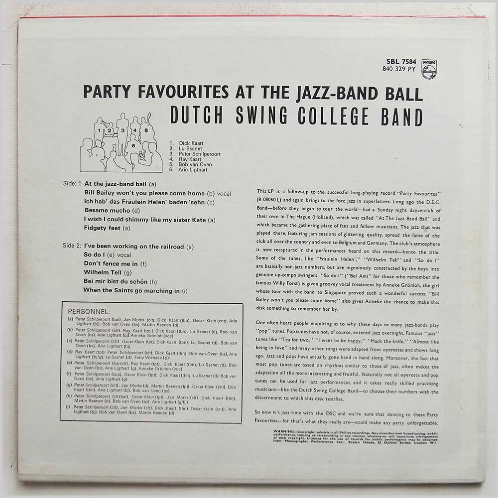 The Dutch Swing College Band - Party Favourites At The Jazz-Band Ball  (SBL 7584) 