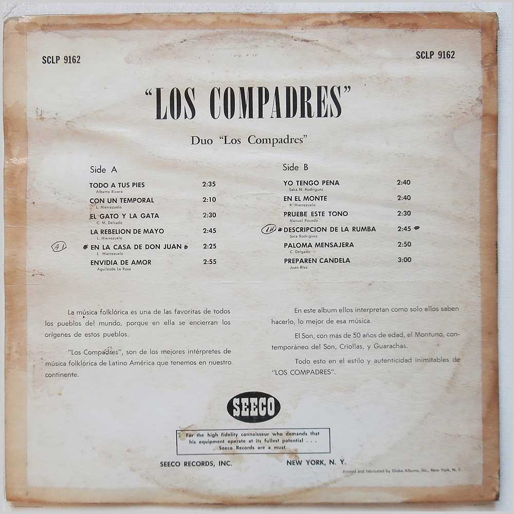 Los Compadres - Duo Los Compadres  (SCLP 9162) 