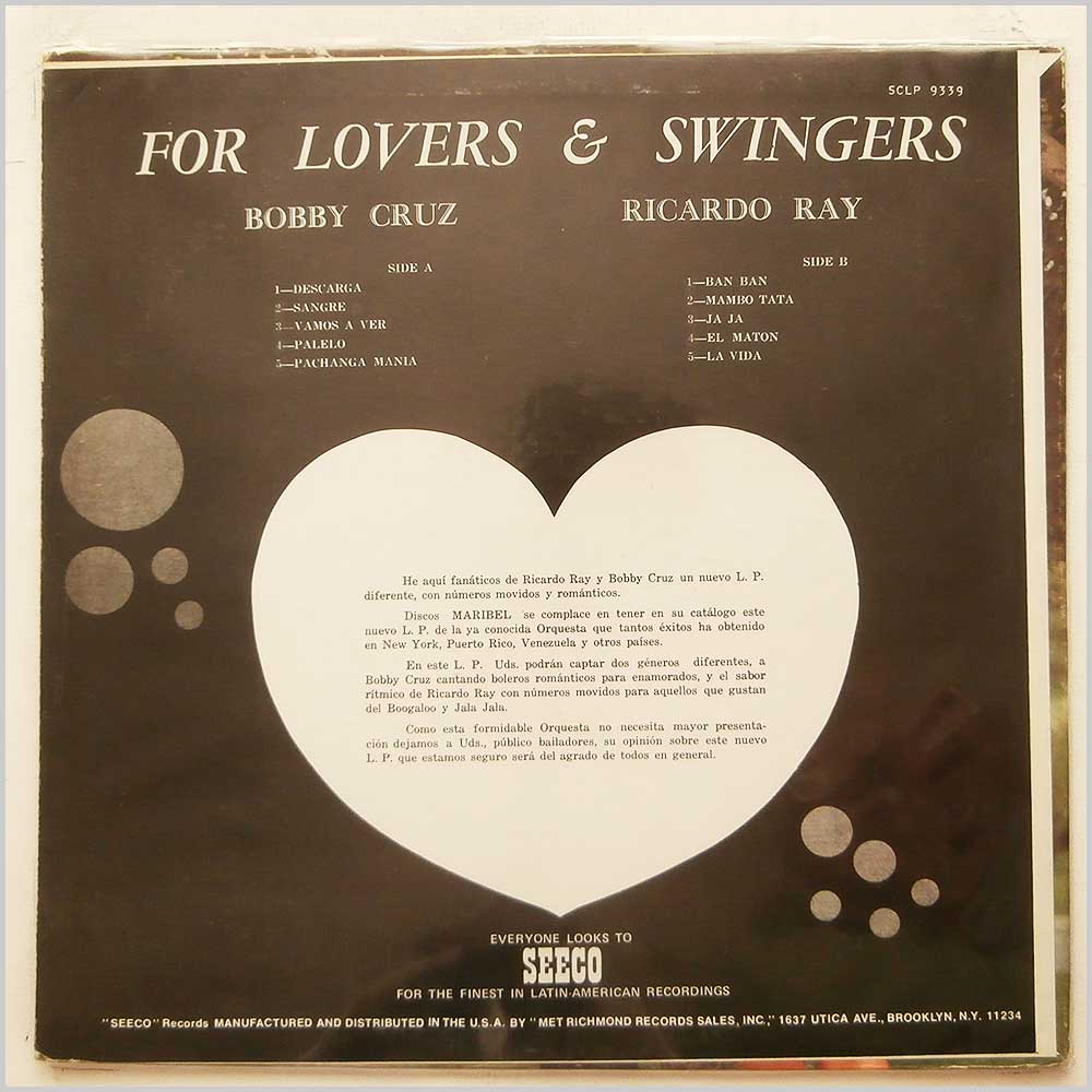 Bobby Cruz, Ricardo Ray - Bobby Cruz Sings For Lovers and Swingers  (SCLP 9339) 