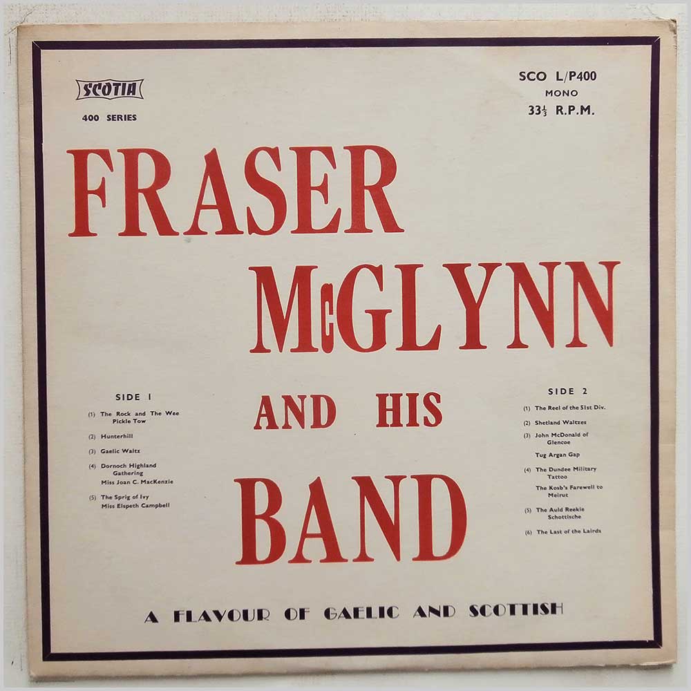 Fraser McGlynn and His Band - A Flavour Of Gaelic and Scottish  (SCO L/P400) 
