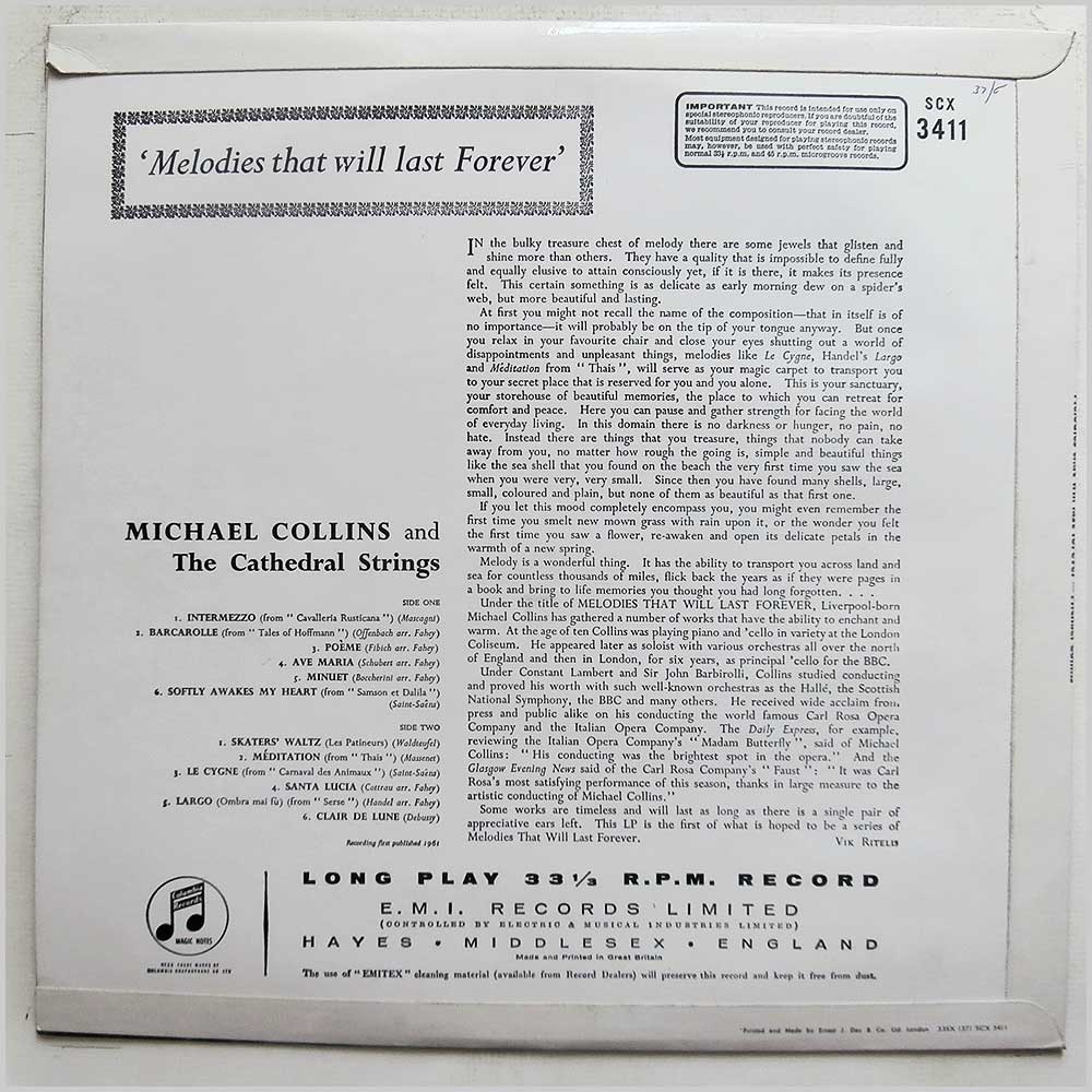 Michael Collins and The Cathedral Strings - Melodies That Will Last Forever  (SCX 3411) 