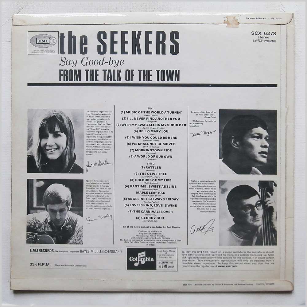 The Seekers - Live At The Talk Of The Town  (SCX 6278) 